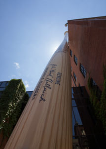giant baseball bat outside the louisville slugger museum in kentucky, photographed by jamie bannon photography.