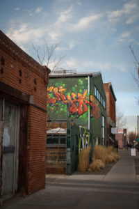 industrial building with graffiti in denver, colorado, photographed by jamie bannon photography.