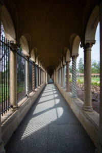 walkway at a franciscan monastery in washington, d.c., photographed by jamie bannon photography.