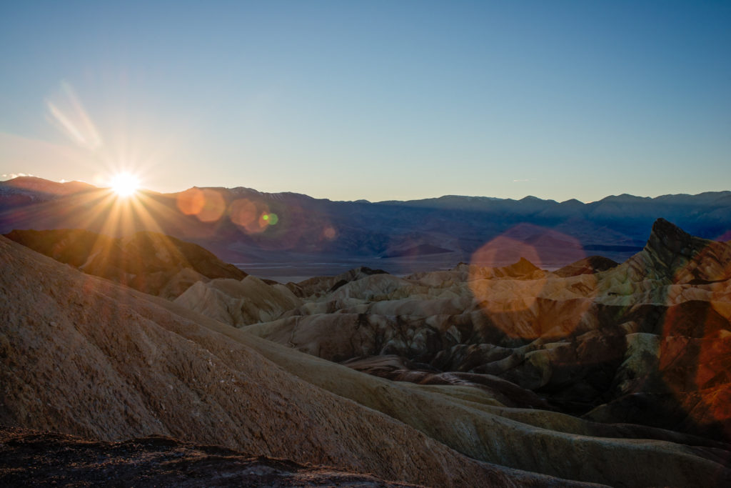 sunset at zabriskie point in death valley, california, photographed by jamie bannon photography.