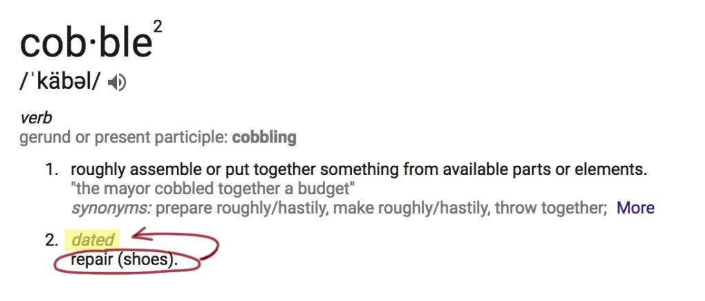 definition of cobble, screenshot from google.