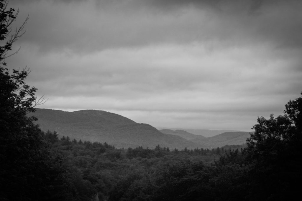 black and white mountain landscape in vermont, photographed by jamie bannon photography.