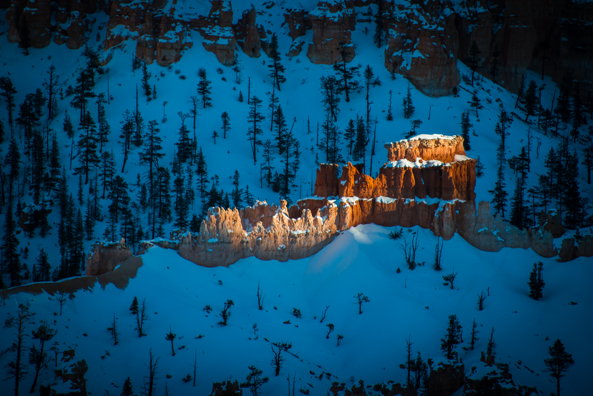detail of hoodoos at sunset at bryce canyon, utah, photographed by jamie bannon photography.