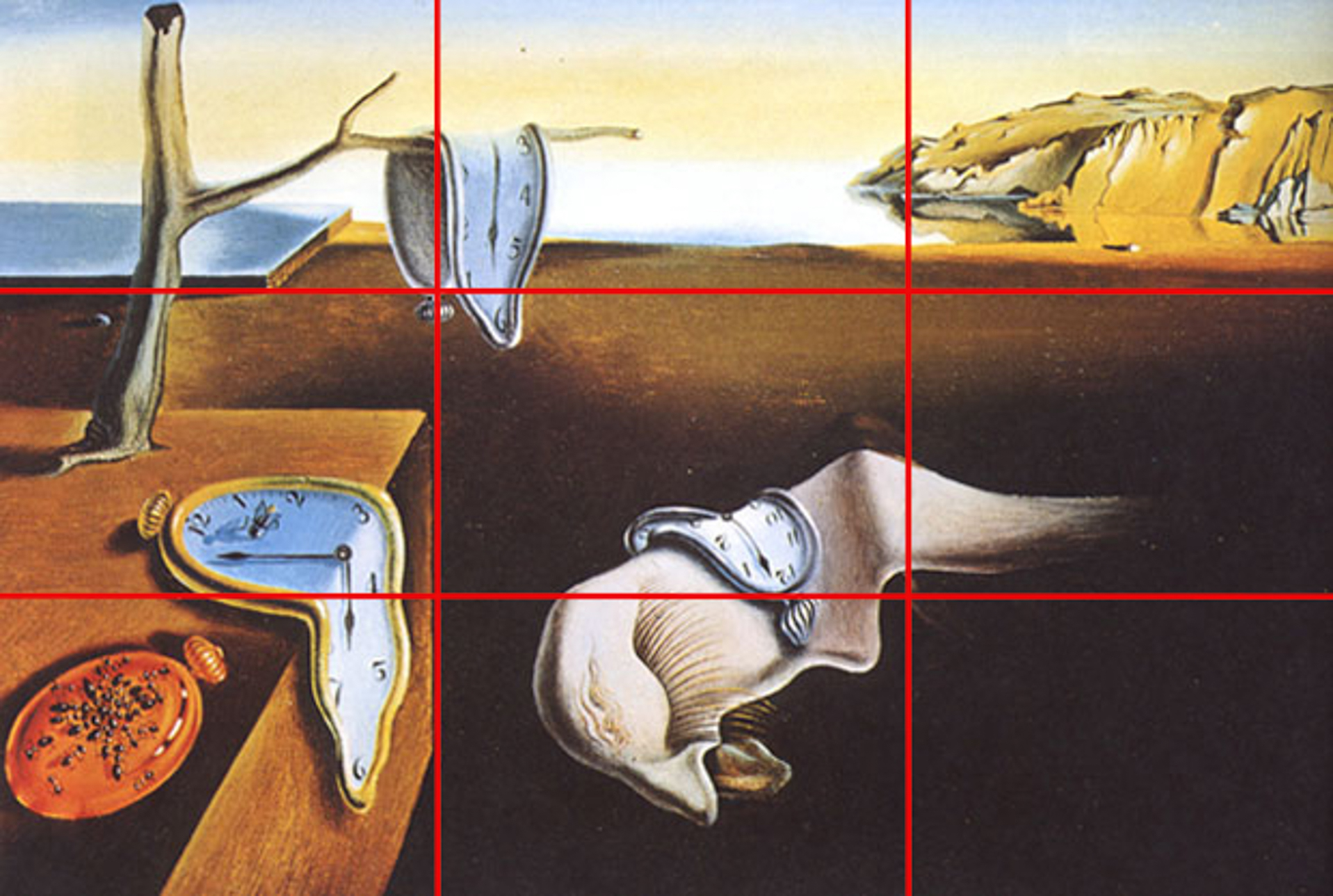 the persistence of memory by salvador dali, illustrating the rule of thirds.